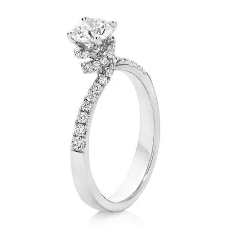 Classic Claudette Round Brilliant Cut Diamond Engagement Ring | 18K White Gold