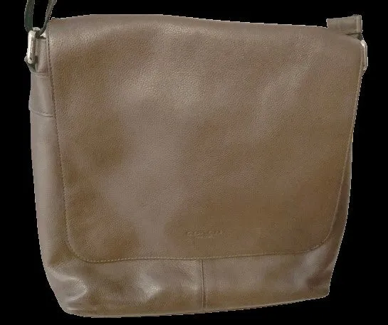 Coach Men's Charles F72362 Brown Leather Messenger Bag Used