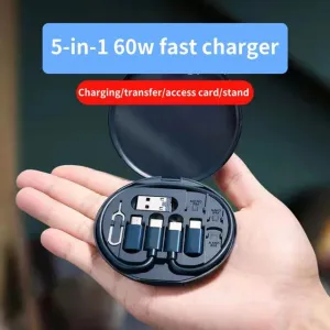 Data Cable Organizer Multi-purpose Dust-proof Portable Multi-Type Charging Line Convertor Card Slot Tray Eject Pin Organizer