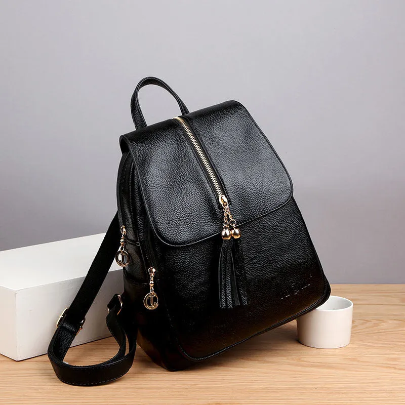 Fashion Travel Soft Leather Large Capacity Backpack