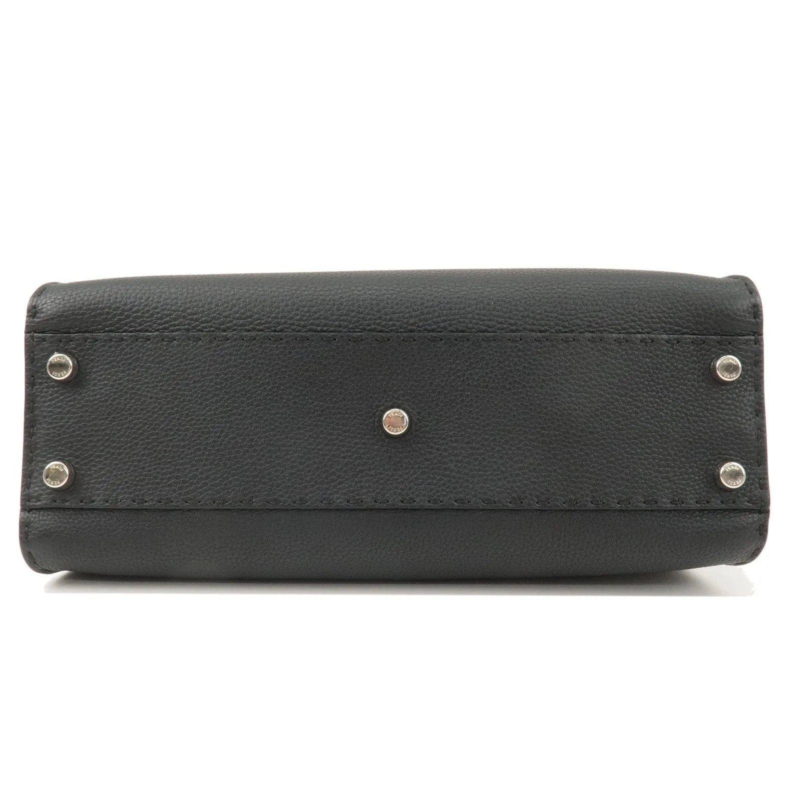 FENDI Selleria Leather Peekaboo Regular 2WAY Bag Black 8BN290