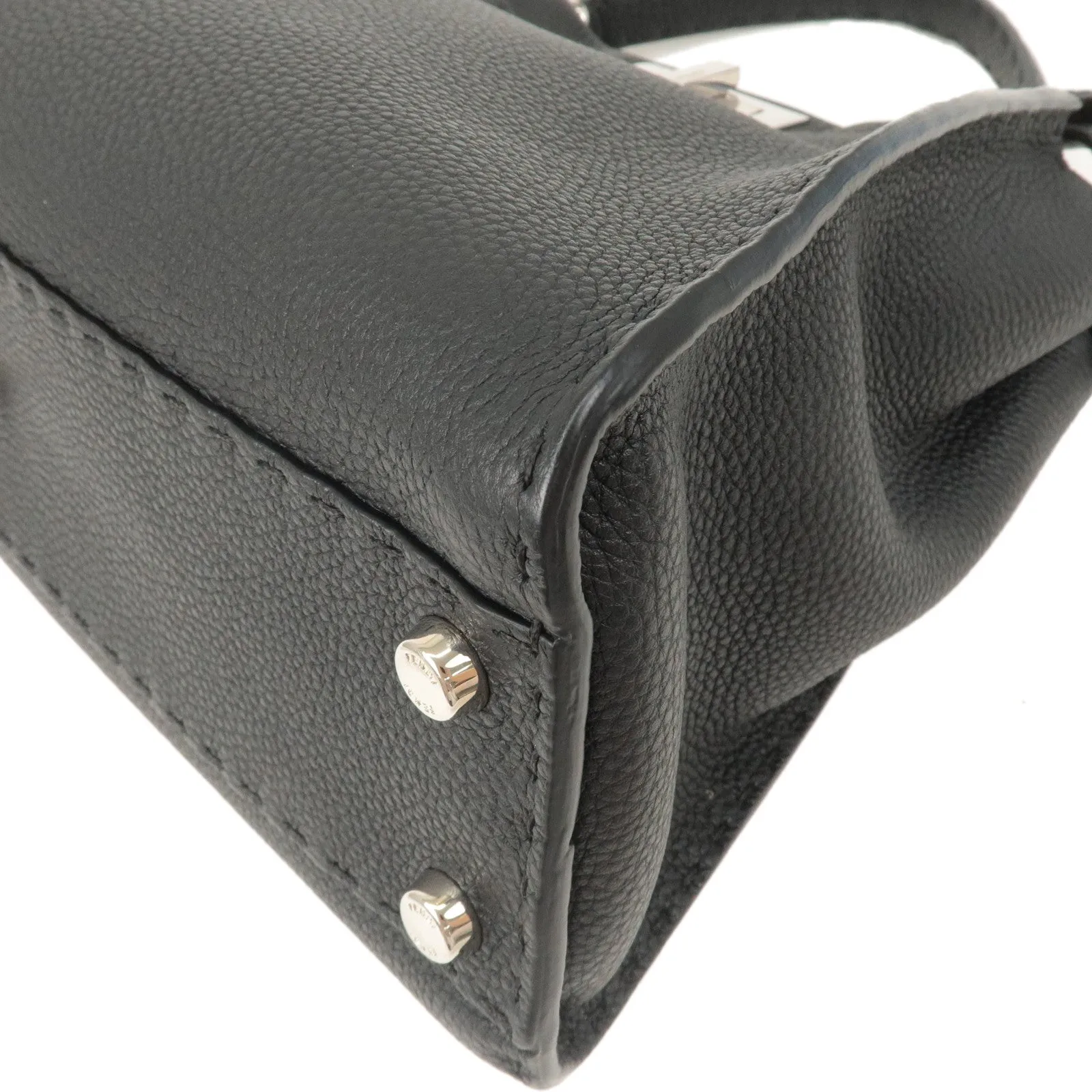 FENDI Selleria Leather Peekaboo Regular 2WAY Bag Black 8BN290