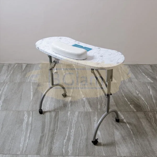 Foldable Manicure Station | White Flower Design with Dust Collector & Carry Bag MT-020F
