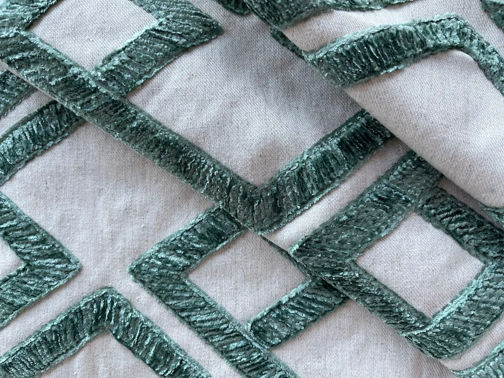 Gorgeous Sea Glass & Natural Geometric Maze Chenille