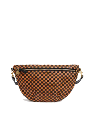 Grande Fanny Bag in Black & Natural Woven Checker