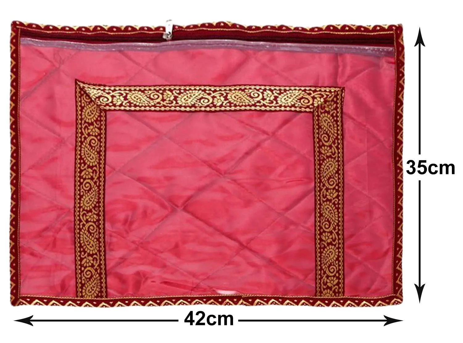 Heart Home PVC Wardrobe Organizer/Cover/Storage Bag For Store Saree, Lehenga, Suit With Transparent Top- Pack of 3 (Maroon)