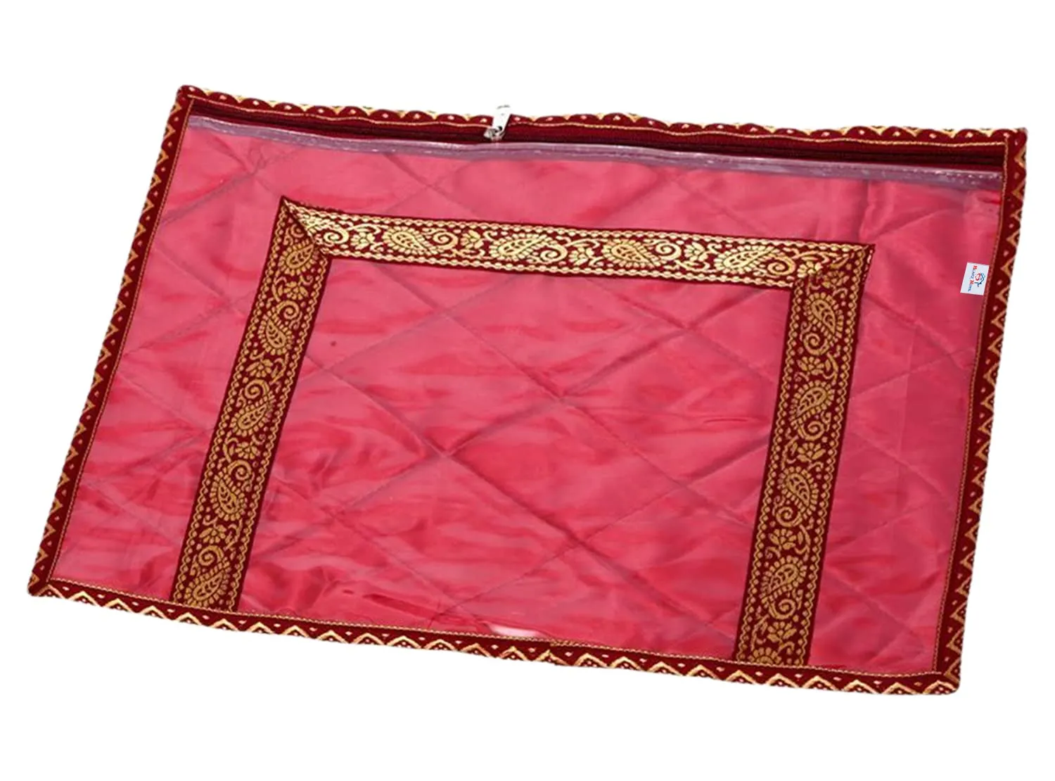 Heart Home PVC Wardrobe Organizer/Cover/Storage Bag For Store Saree, Lehenga, Suit With Transparent Top- Pack of 3 (Maroon)