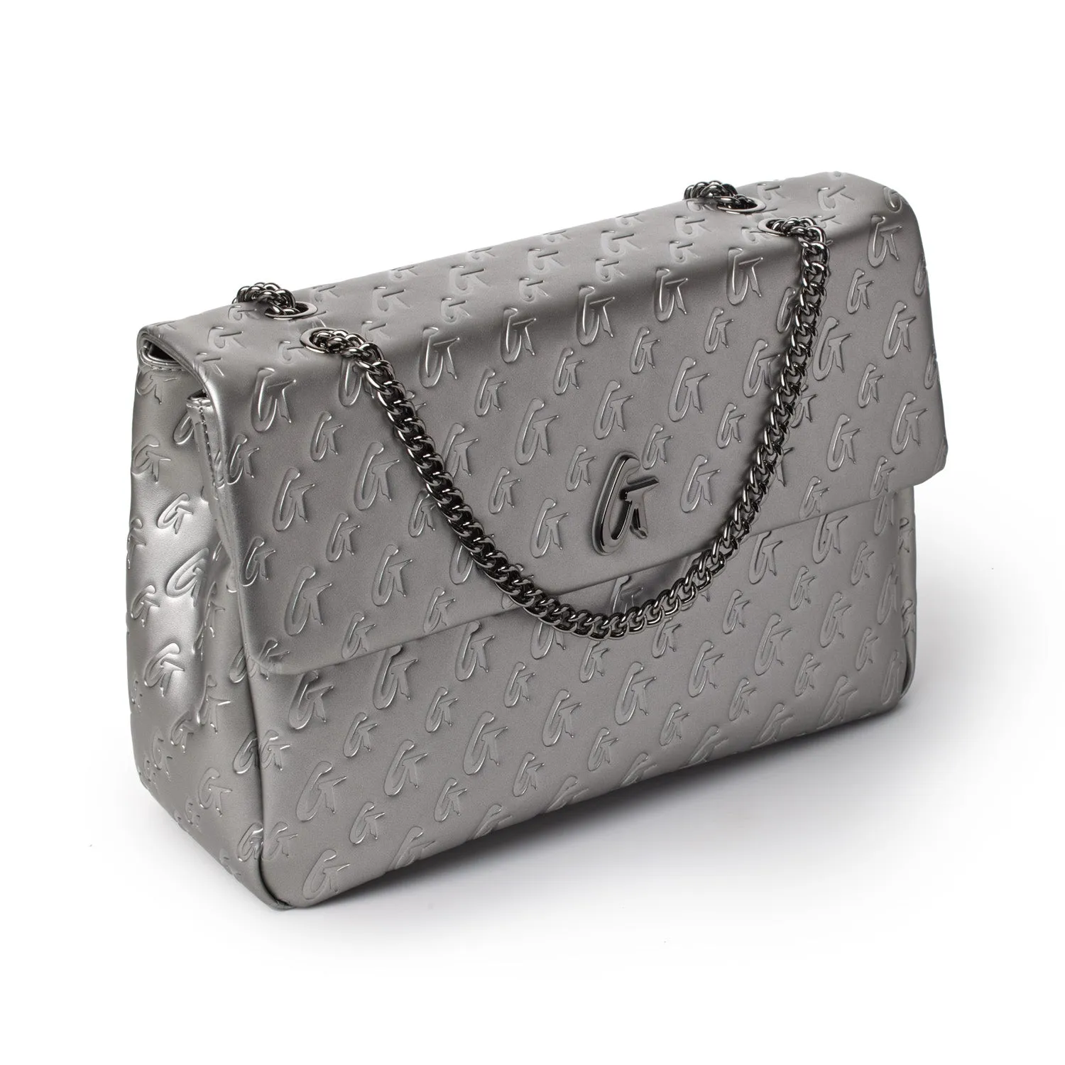 LARGE MONOGRAM FLAP BAG - PLATINUM