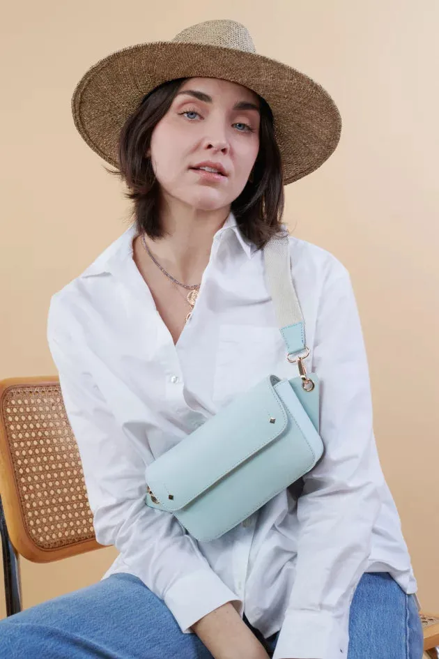 Maradji Emilie Recycled Leather Fanny Pack in Azur