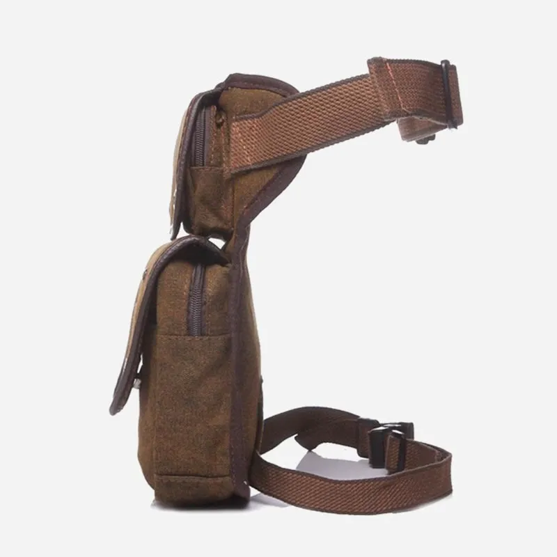 Retro Leg Bag For Men Outdoor Sports Canvas Crossbody Bag