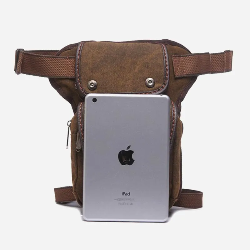 Retro Leg Bag For Men Outdoor Sports Canvas Crossbody Bag