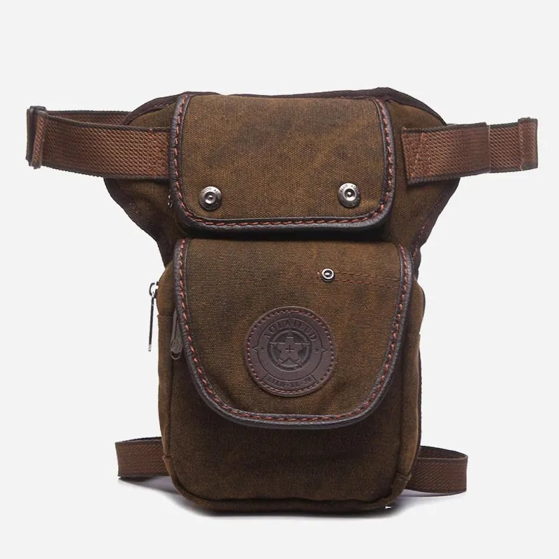 Retro Leg Bag For Men Outdoor Sports Canvas Crossbody Bag