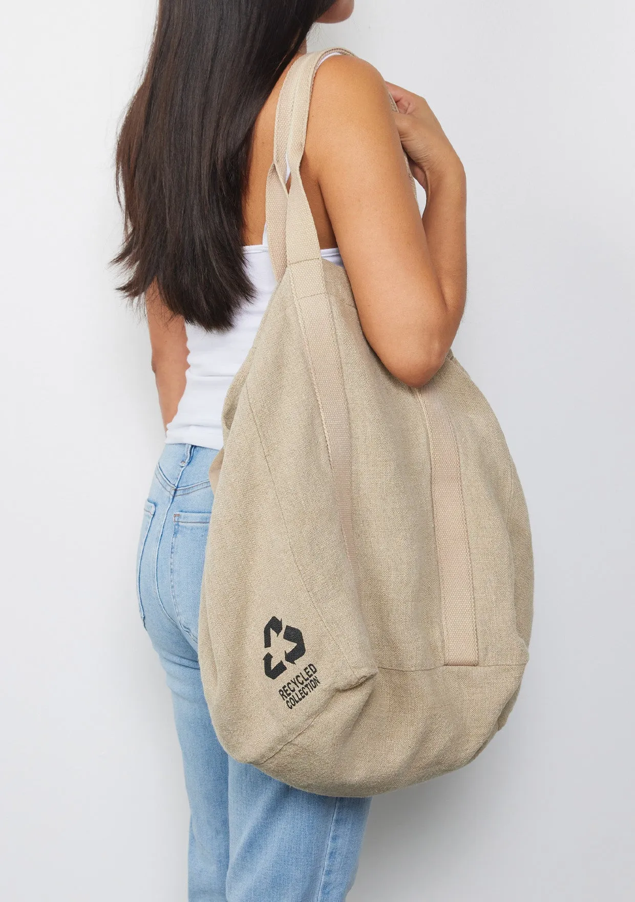 Reversible Fuzzy Contrast Tie-Dye Shopper Tote Bag