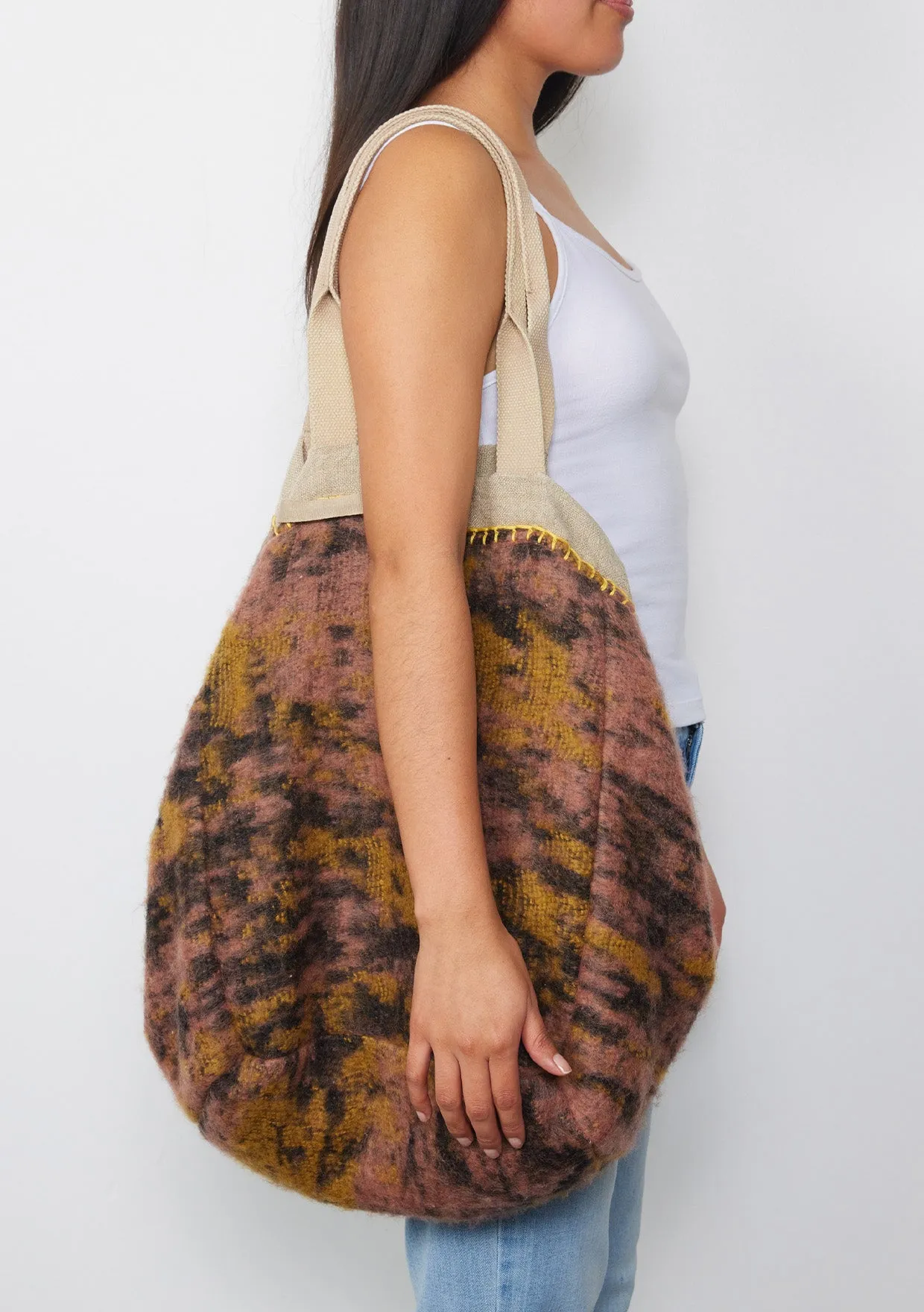 Reversible Fuzzy Contrast Tie-Dye Shopper Tote Bag