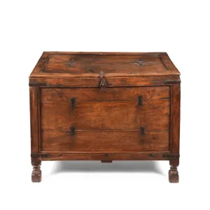 Roheda Wood Chest From Rajasthan - 19th Century