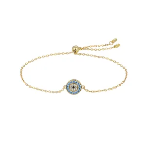 SALLY EVIL EYE ADJUSTABLE GOLD TENNIS BRACELET