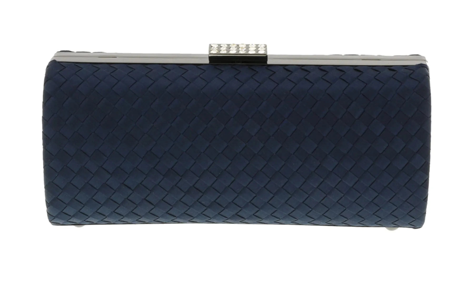 Scheilan  Navy Fabric Weave Box Clutch/Shoulder Bag