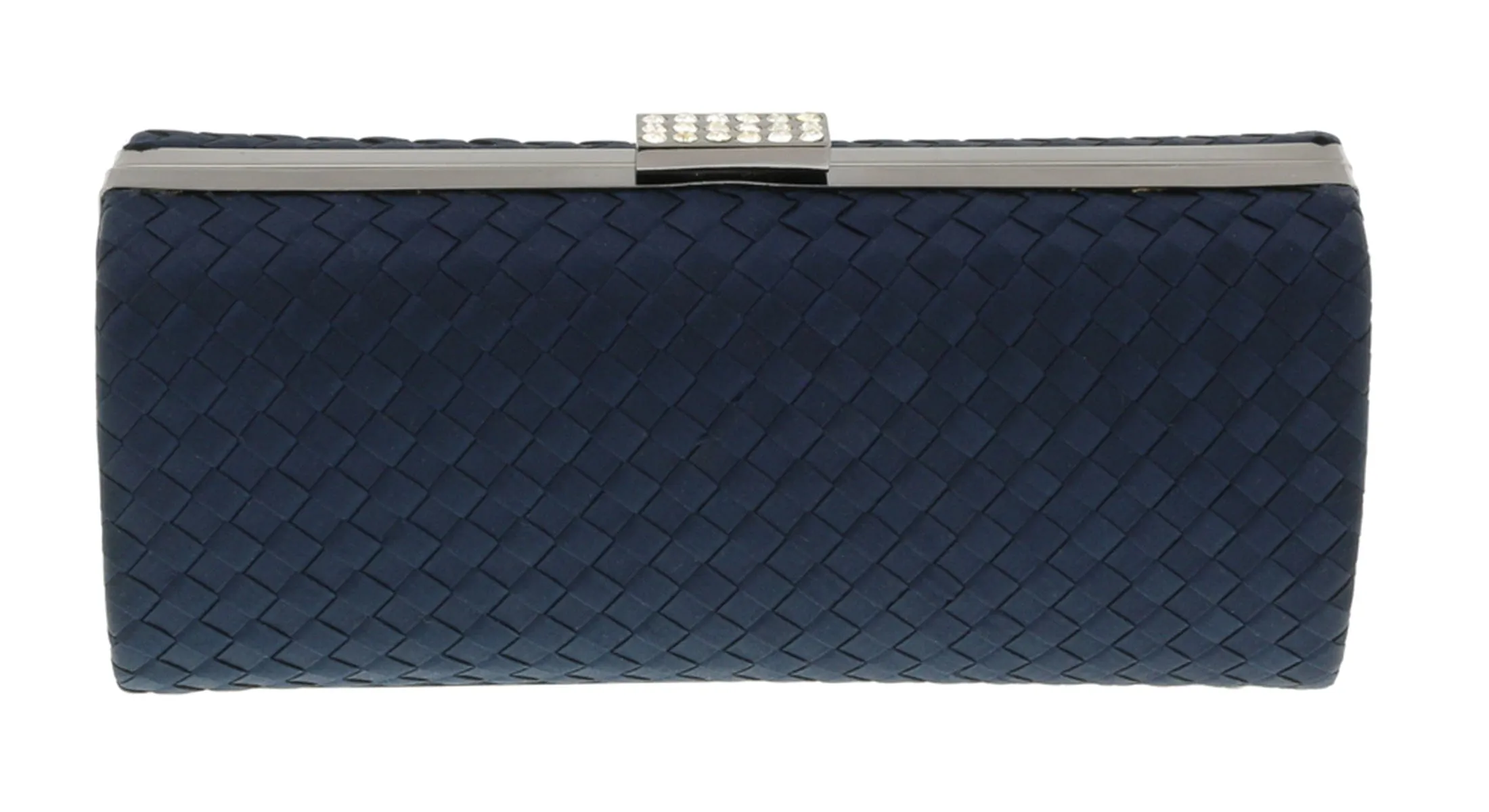 Scheilan  Navy Fabric Weave Box Clutch/Shoulder Bag