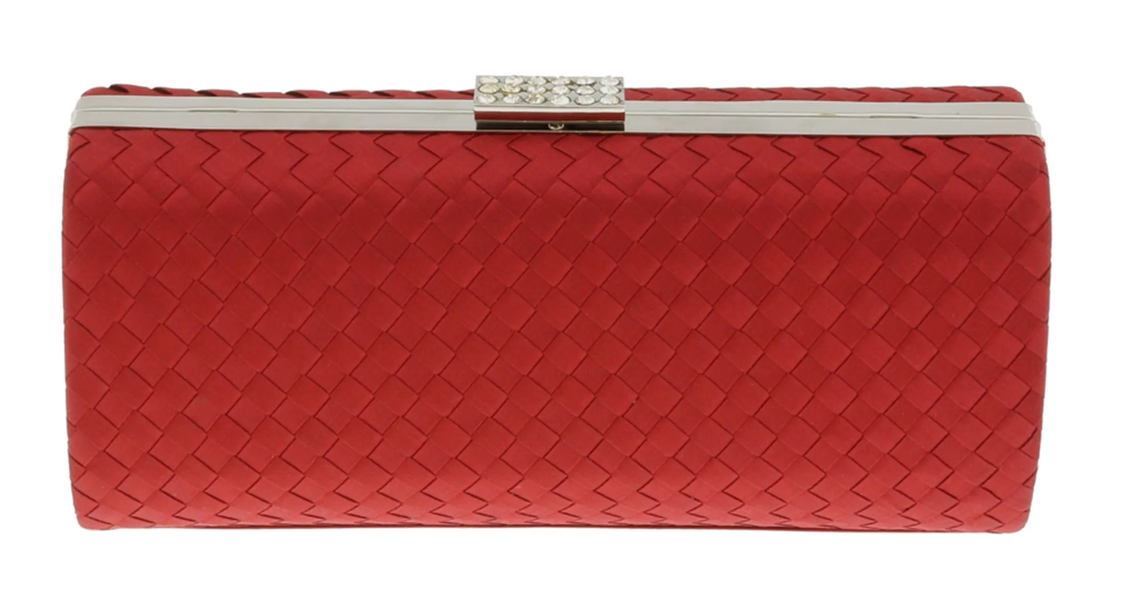 Scheilan  Red Fabric Weave Box Clutch/Shoulder Bag