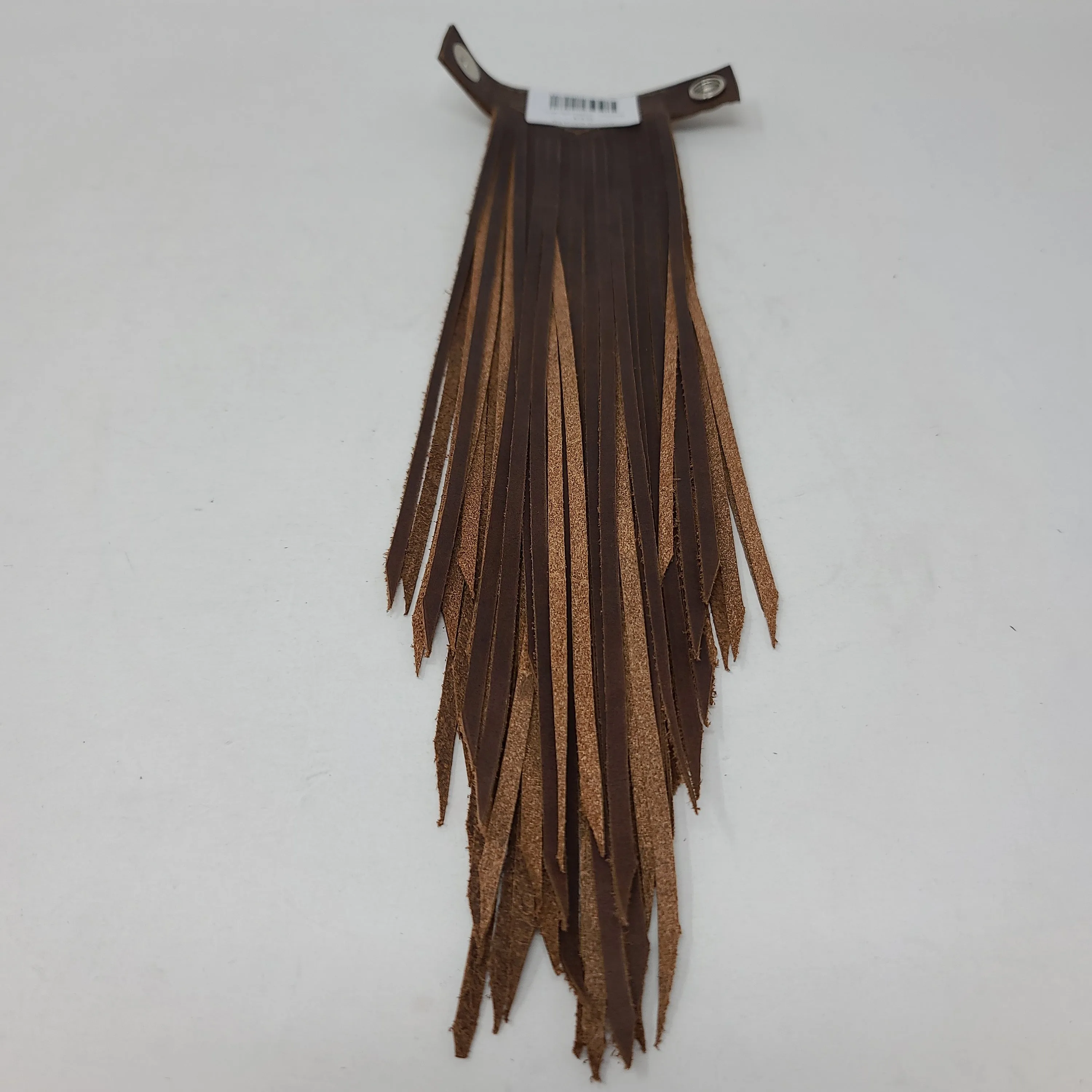SNAP ON LEATHER FRINGE FULL GRAIN CHOCOLATE  WITH JADE