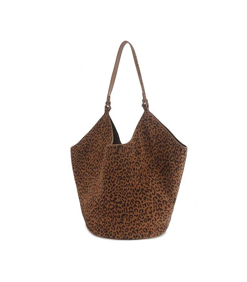 Sook Stainable - Suede Leather Big Size Bucket Shape Tote Bag