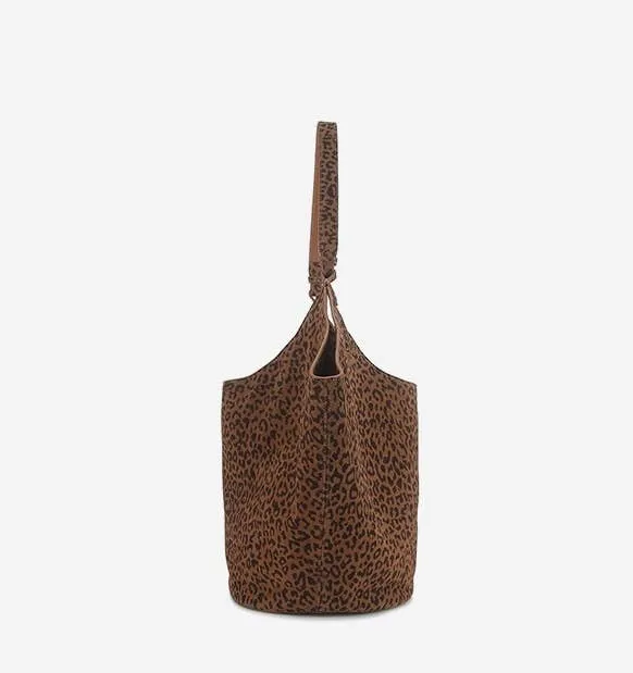 Sook Stainable - Suede Leather Big Size Bucket Shape Tote Bag