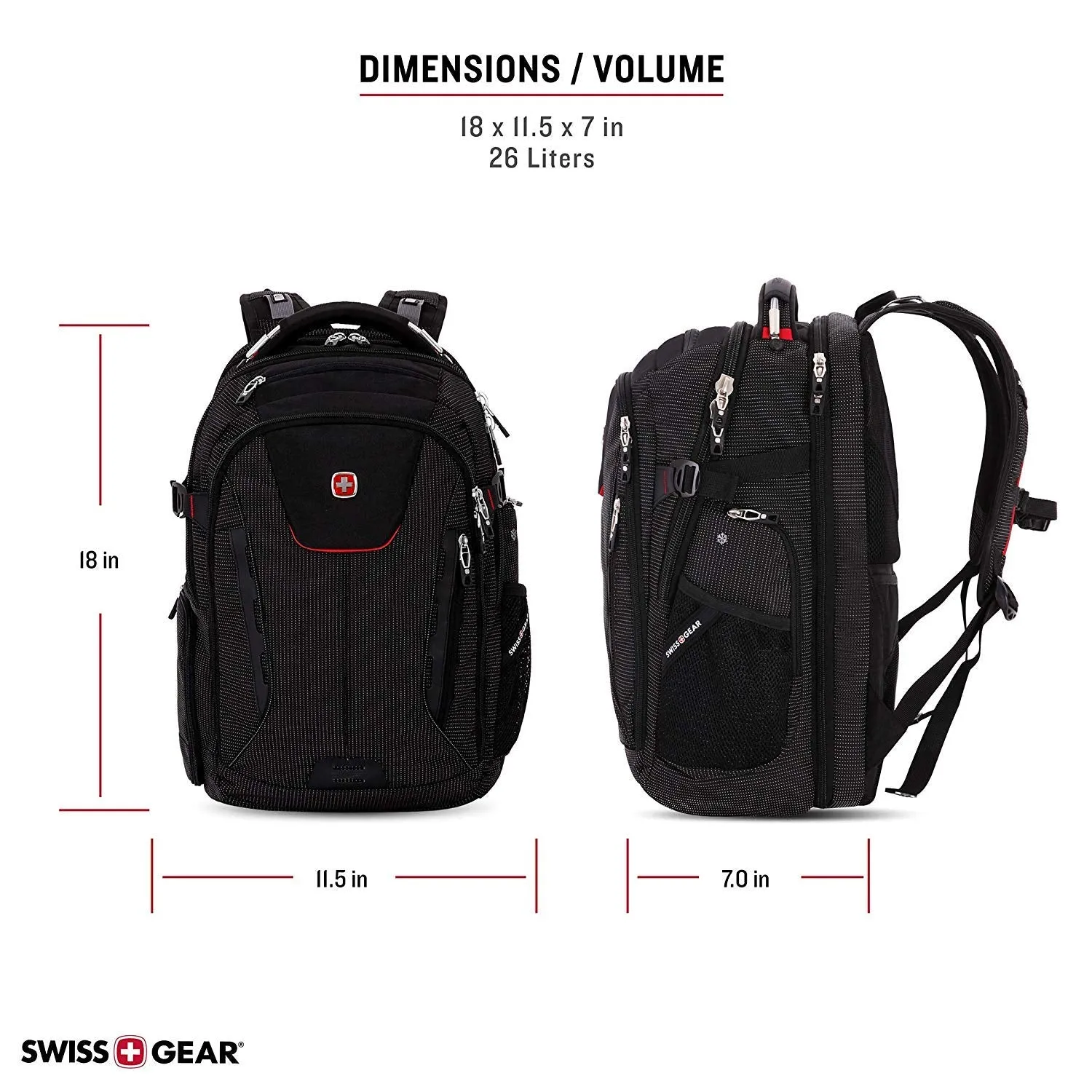SWISSGEAR 5358 Ultimate Protection USB TSA Friendly Scansmart Laptop Backpack and Cable Lock Bundle-Black