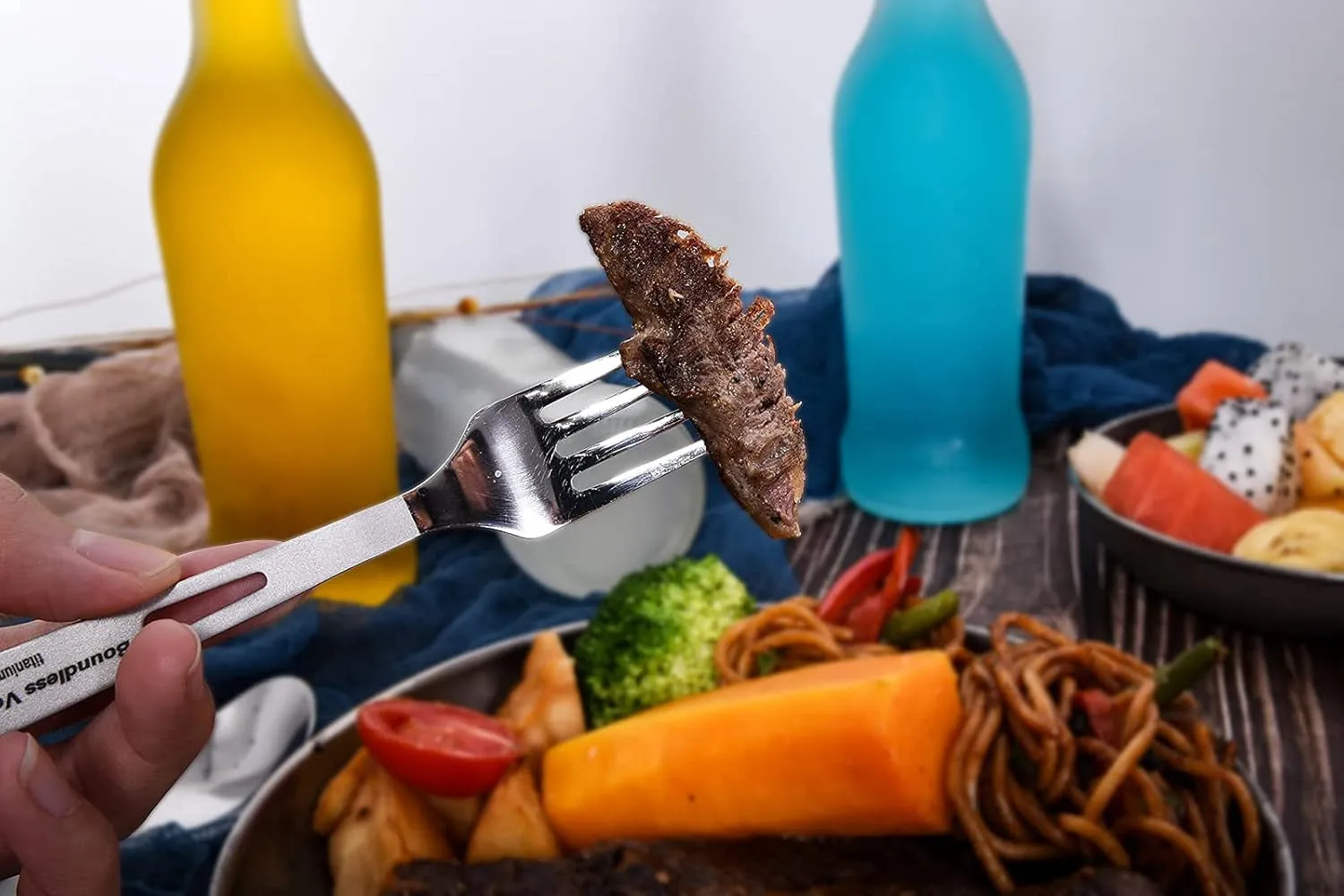 Titanium Tableware Camping Fork Spoon Outdoor Cutlery Set Travel Utensils for Picnic Hiking Backpacking Home Use