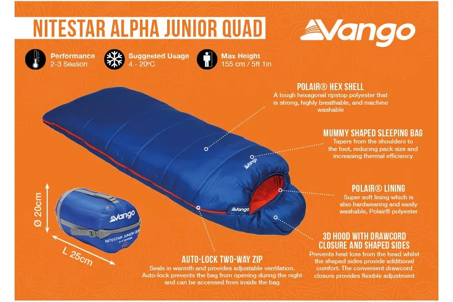 Vango Nitestar Alpha Junior Quad Sleeping Bag Classic Blue