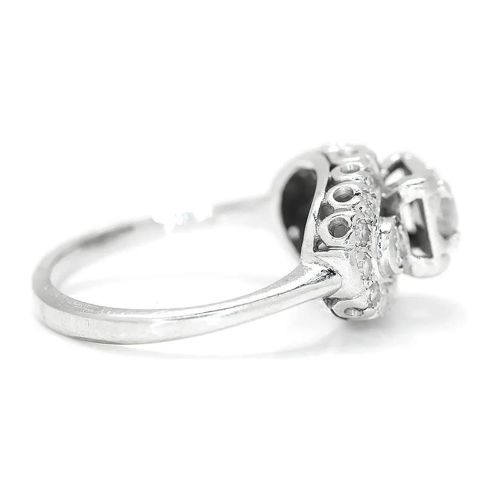 Vintage Round Diamond Engagement Ring White Gold .90ctw
