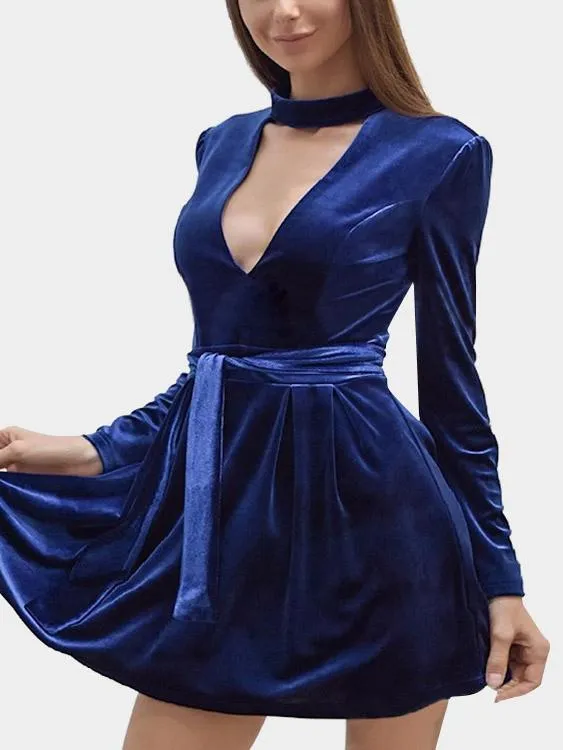 Wholesale Navy Long Sleeve Plain Mini Dresses