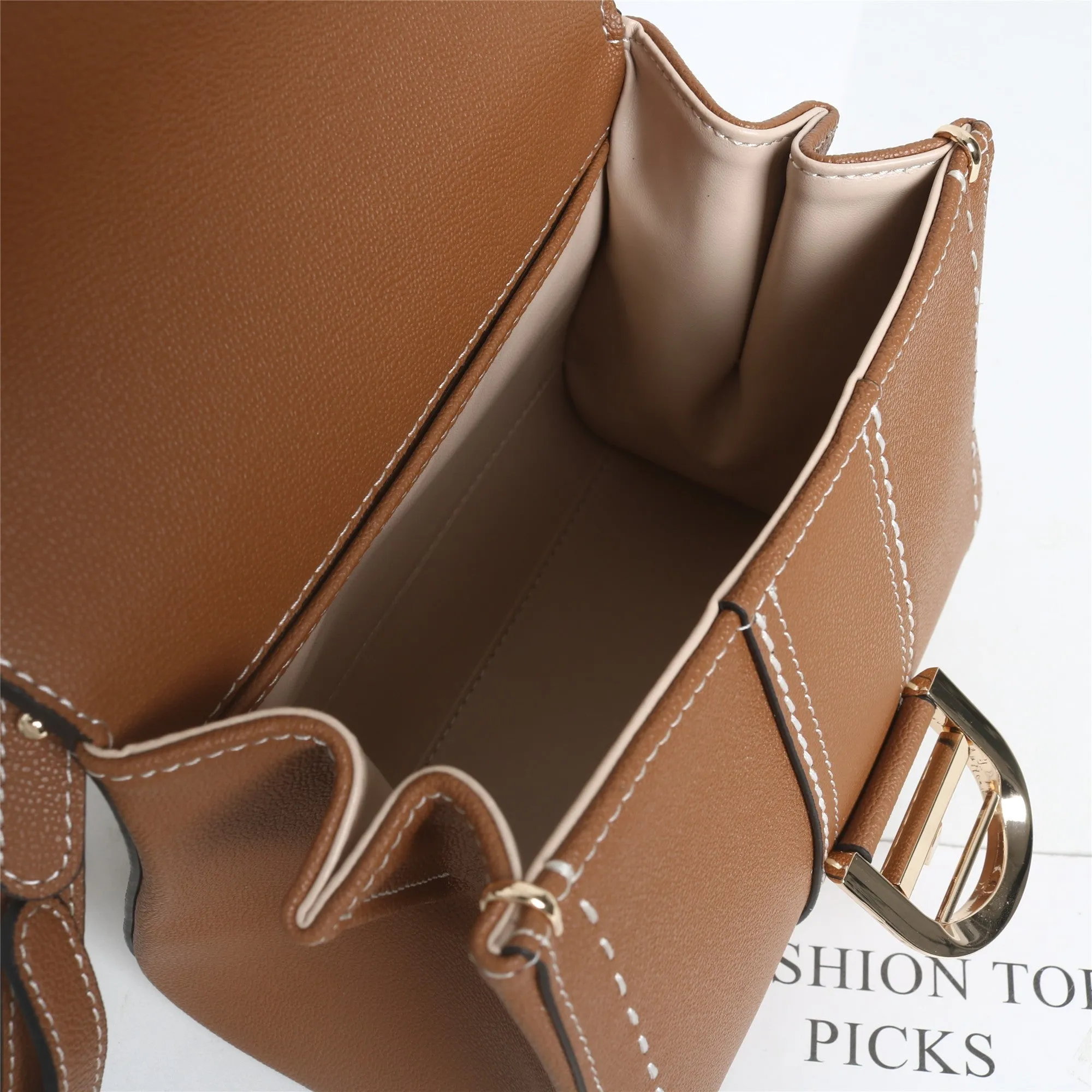 Womens Leather Top Handle Cross Body Bag